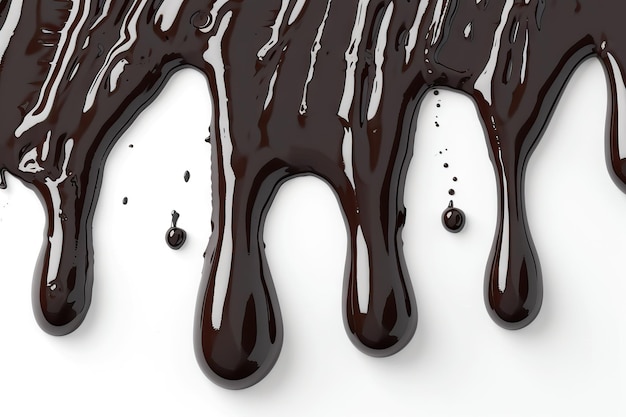 Chocolate derretido a gotejar sobre um fundo branco