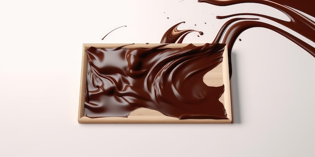 Chocolate em caixa de madeira com faca e faca