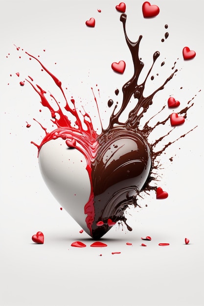 Chocolate em forma de coração coberto e granulado ai generativo