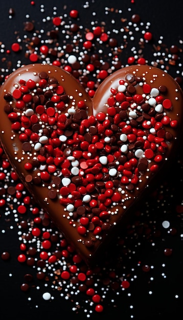 Chocolate em forma de coração para presentes românticos e celebrações Vertical