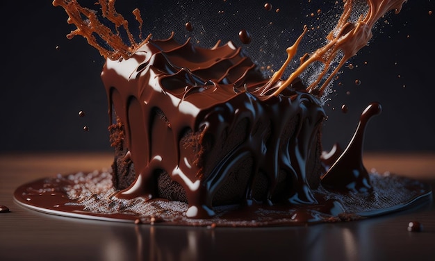Chocolate espalhado sobre a comida brownies
