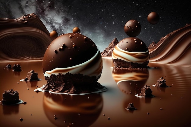 chocolate flotando en el universo,