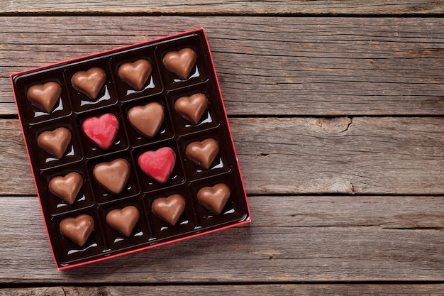 Chocolate en forma de corazón en caja