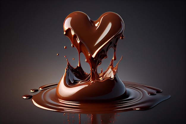 Chocolate heart splash Flüssige Schokolade in Form eines Liebesherzens