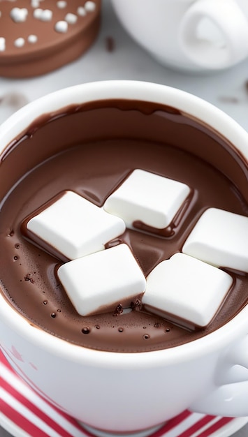 Chocolate quente com mini marshmallows