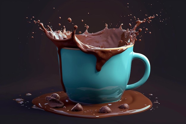 Chocolate quente realista.