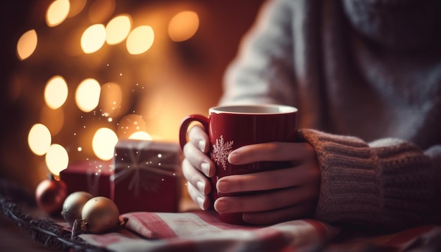 Chocolate quente traz calor e alegria de inverno gerados pela IA