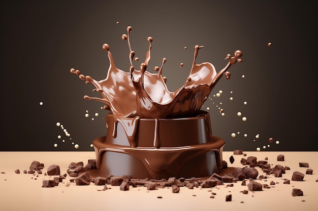 Chocolate Splash Podium Mockup Generative AI