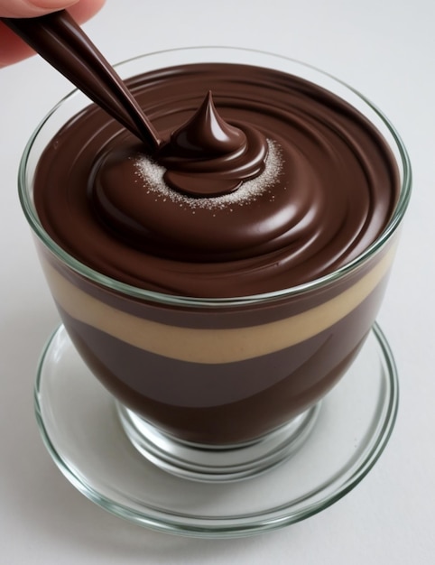 Foto el chocolate en una taza de vidrio