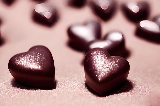 Chocolates decorativos en forma de corazón para San Valentín