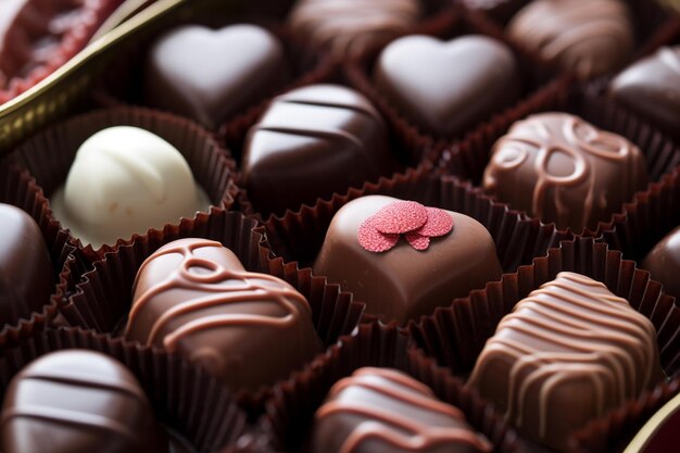 chocolates en forma de corazón dulzura chocolates de San Valentín