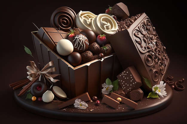 Chocolates saborosos receitas de comida doce arte gerada por ai