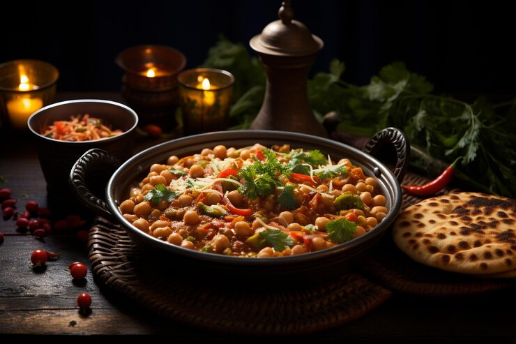 Chole bhature diseñado en un entorno rústico con tradiciones