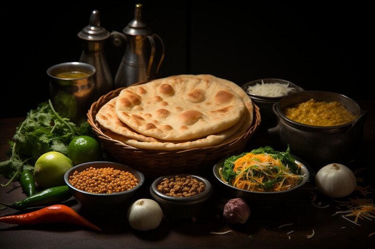 Chole bhature diseñado en un entorno rústico con tradiciones