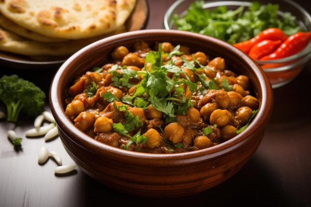 Foto choley chole masala o chana una comida india hecha de garbanzos comida india