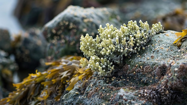 Foto chondrus crispus algas marinas crudas orgánicas saludables generativo ai