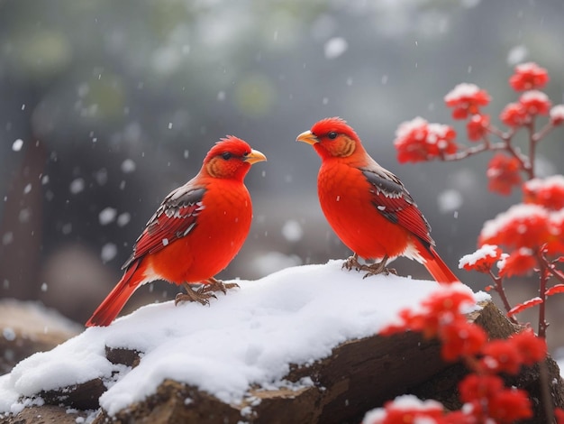 Chongqing Shanwangping Ökologisches Reservat zwei rote elegante Chrysolophus Bilder stehen auf