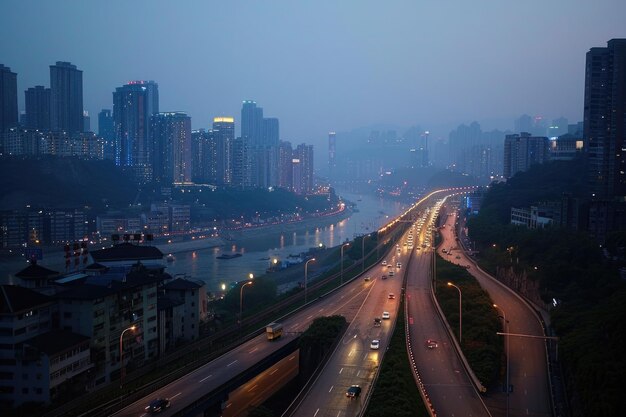 Chongqings landschaftliche Straßenfläche und Skyline