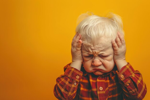 Choro chateado incompreendido estressado menino triste em fundo de cor do estúdio