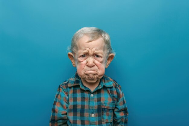Foto choro chateado incompreendido estressado triste homem idoso criança em fundo de cor de estúdio