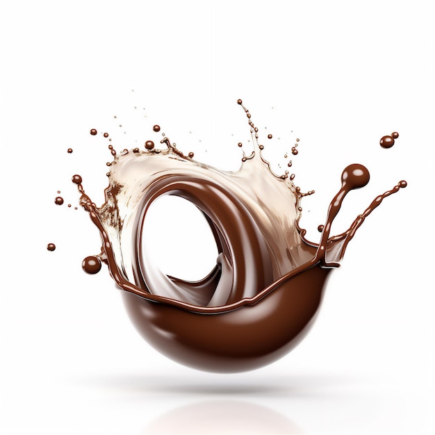Un chorrito de chocolate en un bol con la palabra chocolate