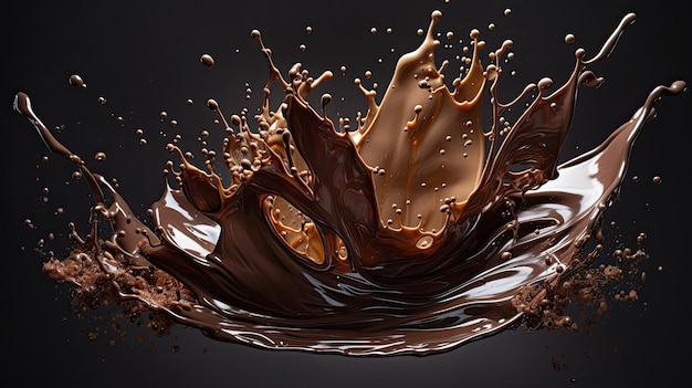 Foto un chorrito de chocolate con chorritos de leche