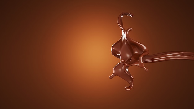 Foto un chorrito de chocolate. ilustración 3d, renderizado 3d.
