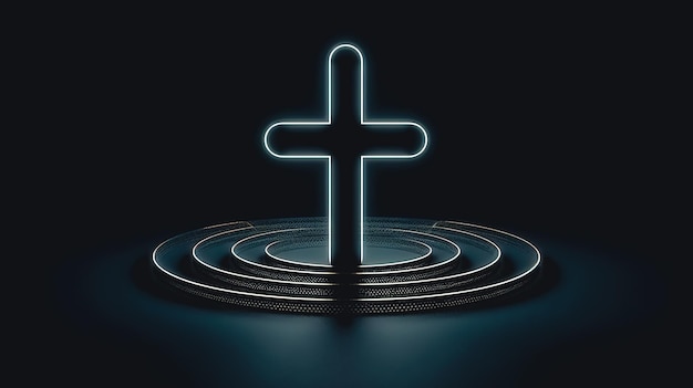 Foto christian cross sobre un fondo oscuro ia generativa