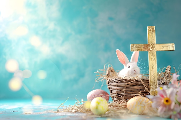 Christlicher Jesus-Kreuz-Hintergrund für frohe Osterwünsche und Grußkartendesign