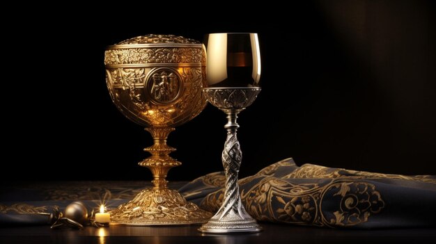 christlicher Kelch goldener Wein als Symbol für das Sakrament