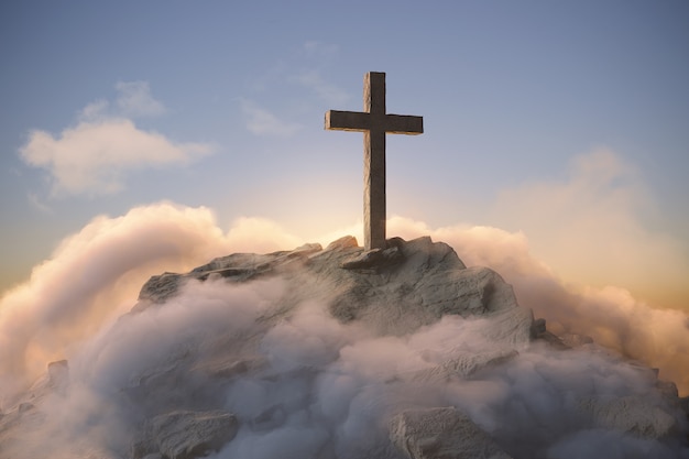 Foto christliches kreuz in der natur