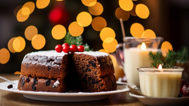 Foto christmas cake holiday recipe and home baking pudding with creamy icing for cosy winter holidays tea in the english country cottage homemade food and cooking