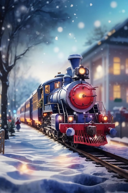 Foto christmas train frame uma jornada pelo esplendor do inverno