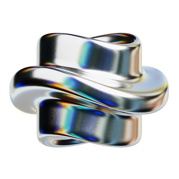 Chrom abstrakte Form 3D-Symbol isoliert auf weißem Hintergrund