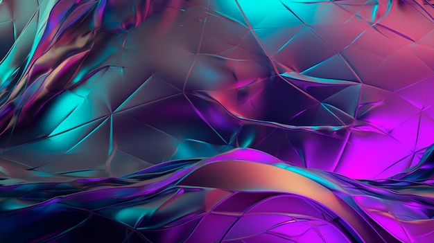 Chrome Holographic Abstract Design Hintergrund Generative KI