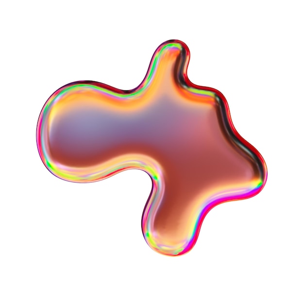 Chromform mit retro gradienten Farben 3D-Rendering Isoliert auf Weiß