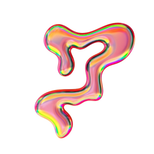 Chromform mit retro gradienten Farben 3D-Rendering Isoliert auf Weiß
