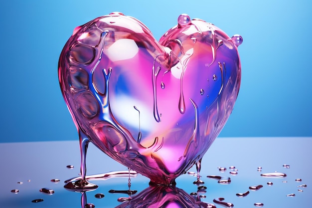 Chromherz im Y2K-Stil mit holographischer Flüssigkeit Trendy Valentinstagskarte