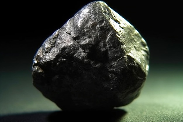 Chromit fossiler Mineralstein Geologischer kristalliner Fossil Dunkler Hintergrund Nahaufnahme