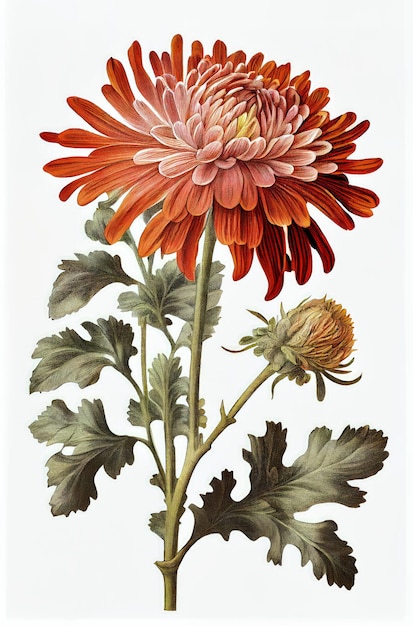 Chrysantheme Mamas Blume Botanische Illustration Dahlie Chrysanths Malerei Generative AI Illustration