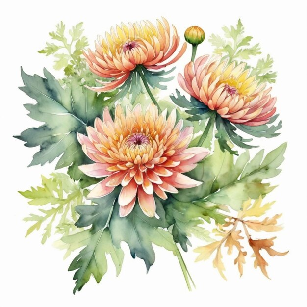 Chrysanthemum-Aquarellmalerei