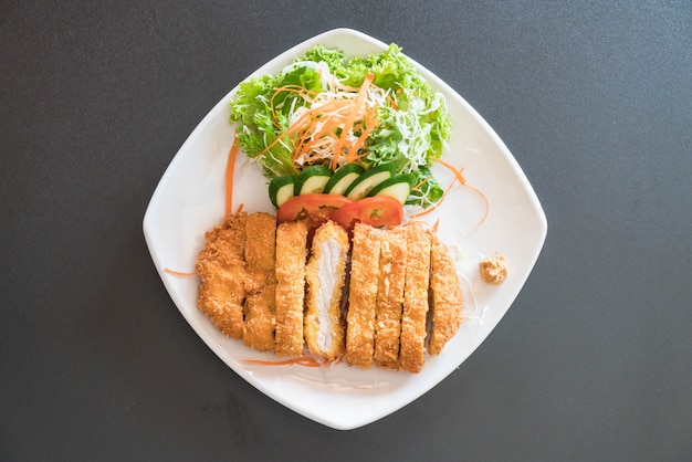 Chuleta De Cerdo Frita Con Vegetal