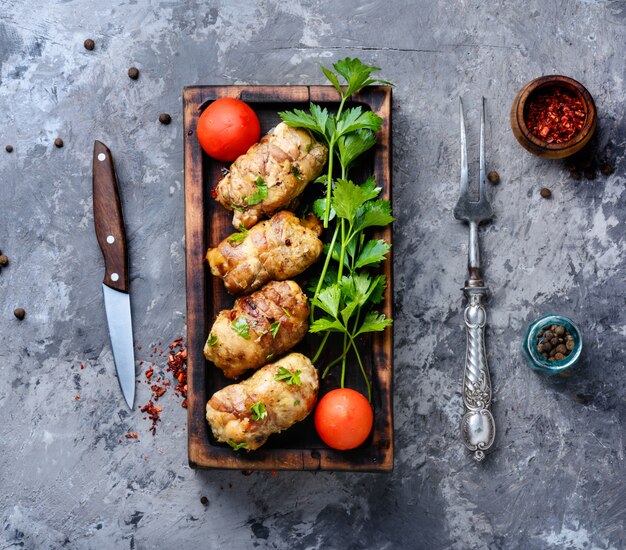 Chuletas de pollo con champiñones