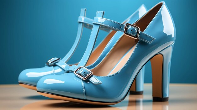 Foto chunky heels schuh für frauen auf blau