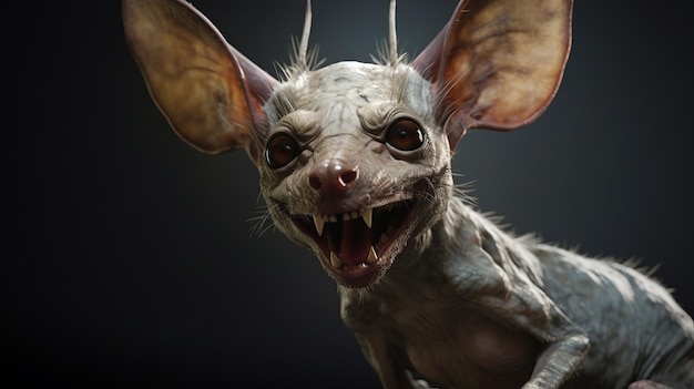 Chupacabra Sonriente Fauna Hiperrealista En Modelado De Superficie Dura