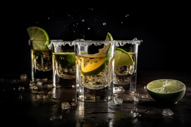 Foto chupito de tequila con limón