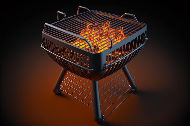Foto churrasqueira com chamas de fogo