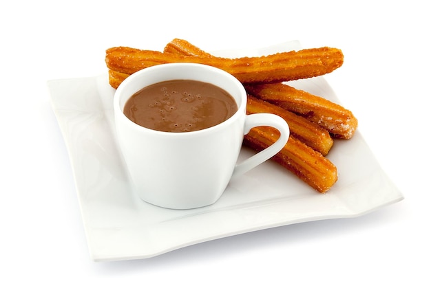 Churros con chocolate caliente