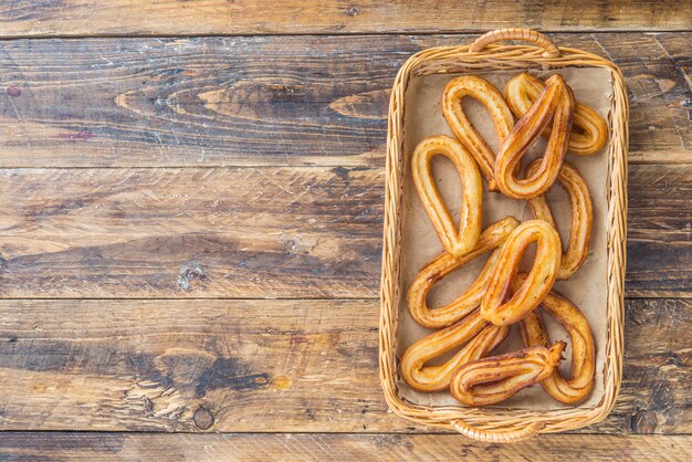 Churros com chocolat típico doce espanhol