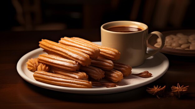 Churros deliciosos de fundo ia generativa